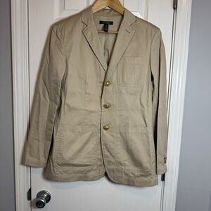 LRL Lauren Ralph Lauren Blazer Women Tan Jacket Crest‎ Workwear Career Old XS